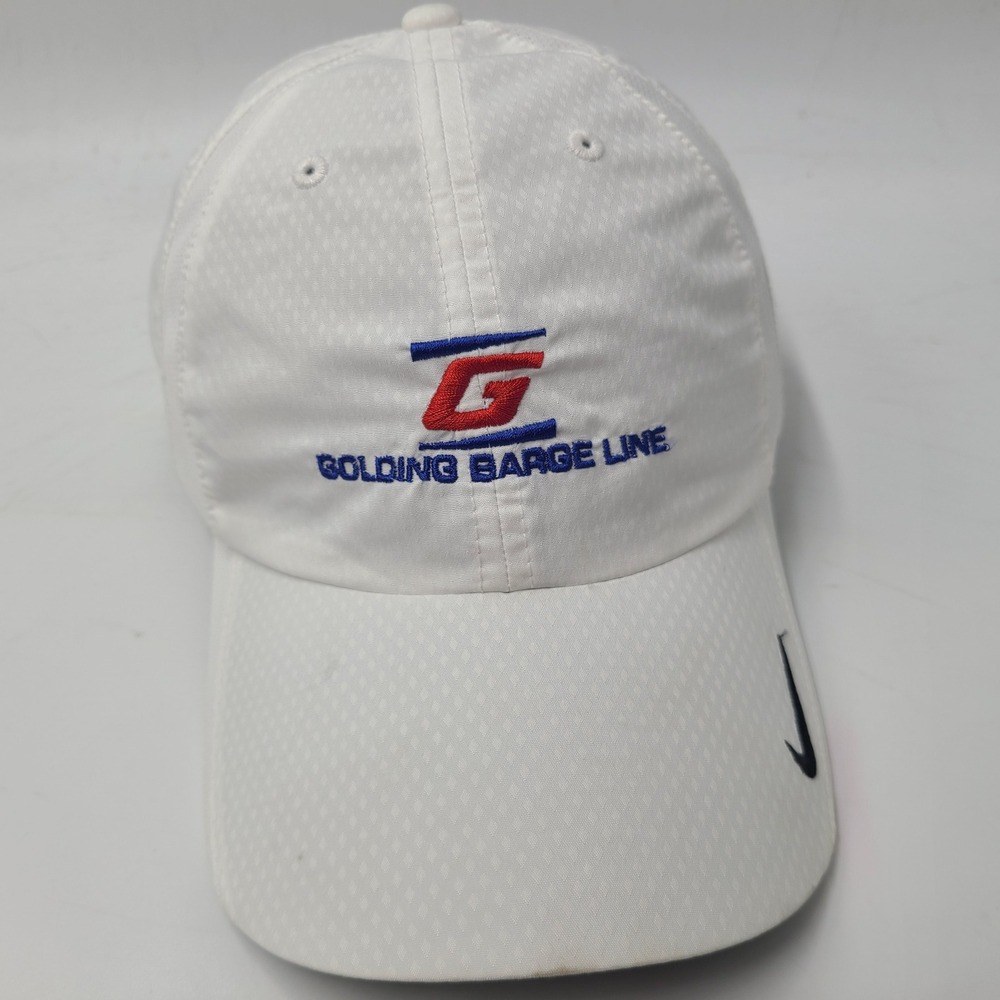 Nike Hat Adjustable White Golding Barge Line Dri-Fit‎ Heritage86 Golf Casual Men